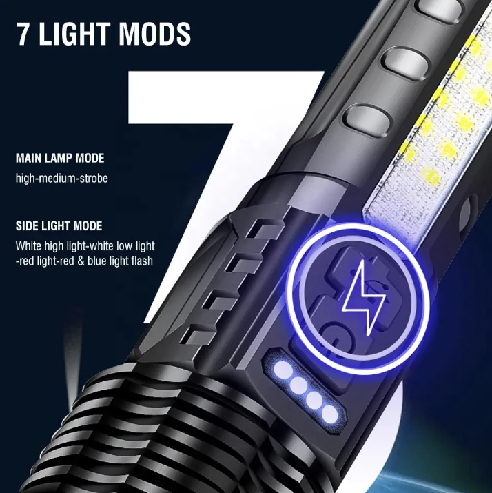 High Power Flashlight 2000 Lumen LED Zoom